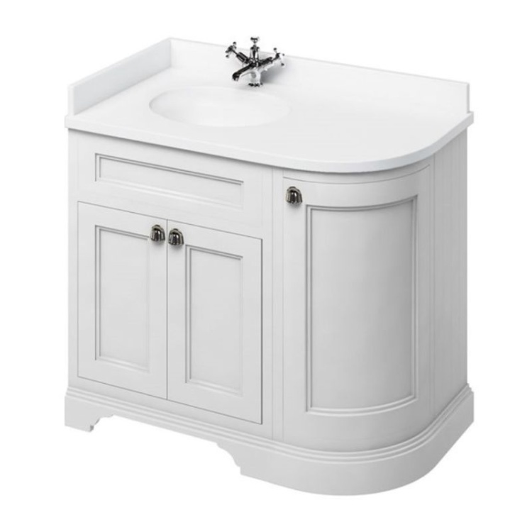 Burlington Curved Vanity Unit LH, 100cm with Minerva Worktop & Basin